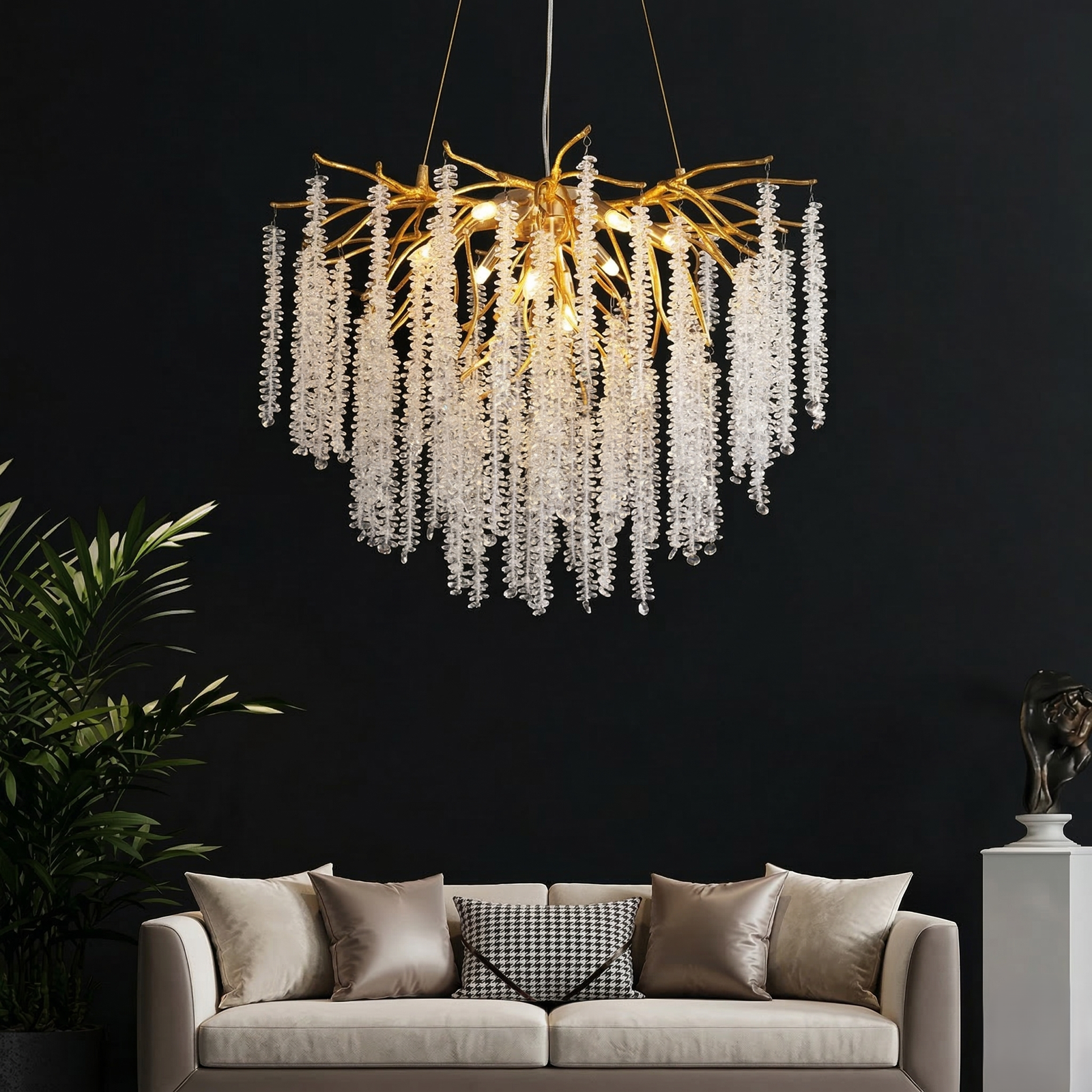 The Golden Wisteria Cascade Round Chandelier