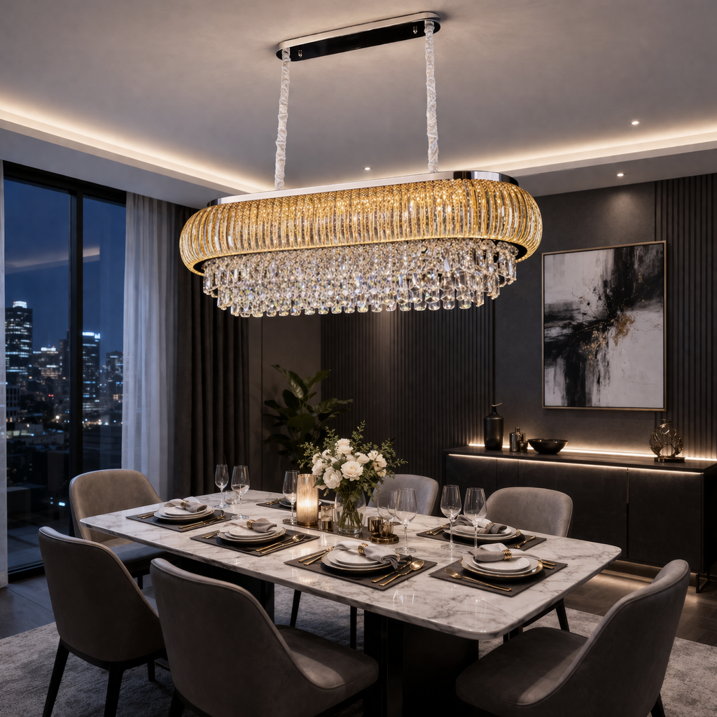 Luxe Crown Crystal Dining Chandelier