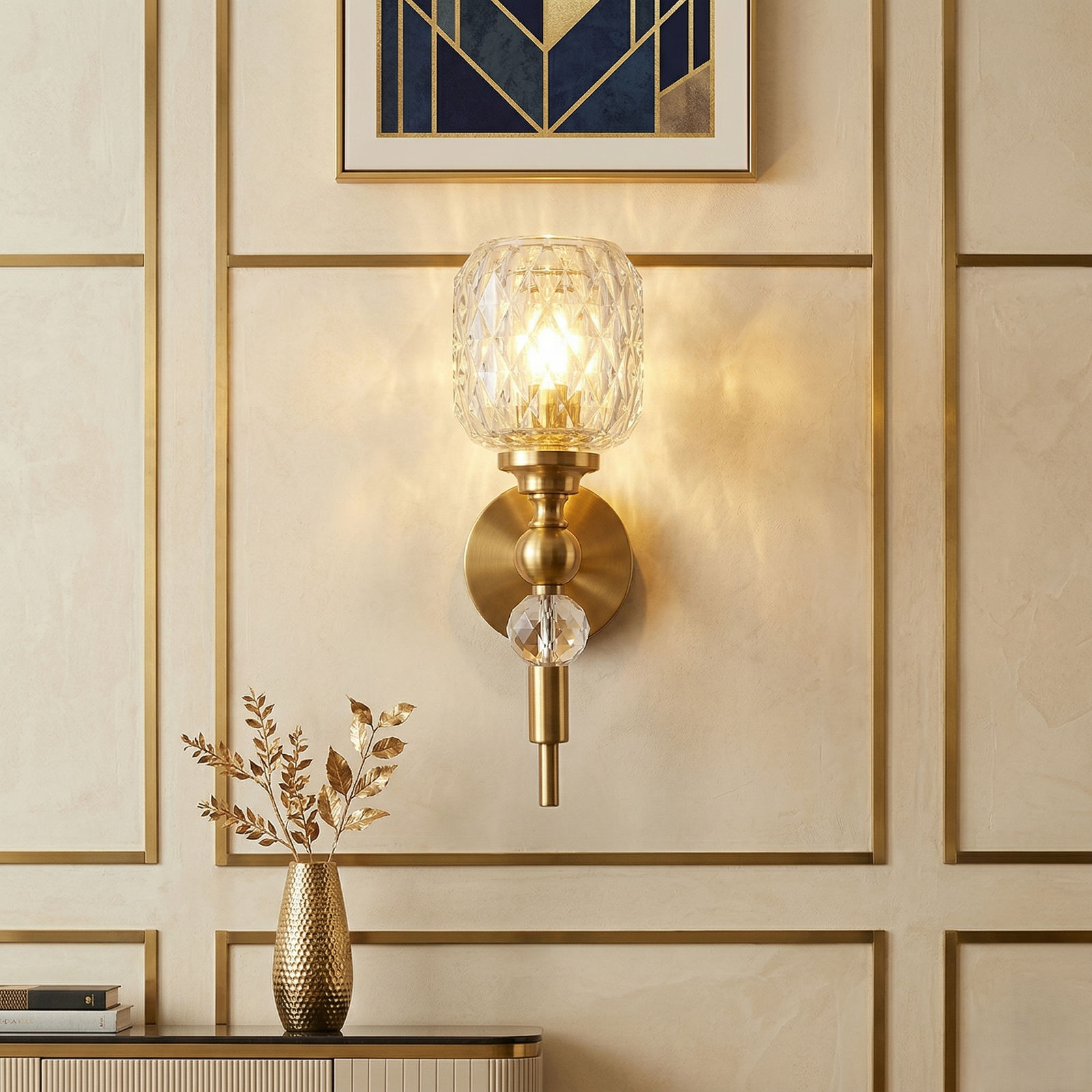 Elara Brushed Gold Wall Light