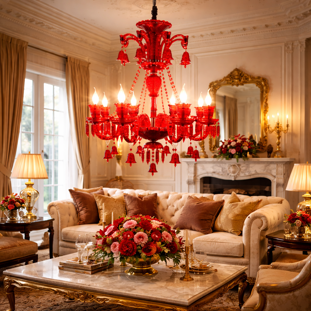 Red Luxe Italian Chandelier